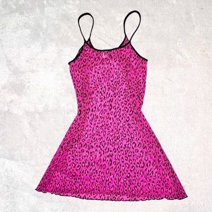 ❥ ON HOLD Victoria Secret Cheetah Print Pink Mesh Slip Dress